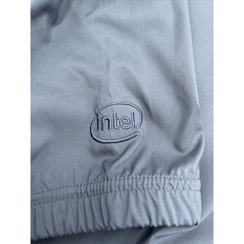 Adidas Pullover Windbreaker Jacket Men's Large‎ Dark Blue IBM Intel Logo #C125 - Picture 4 of 10